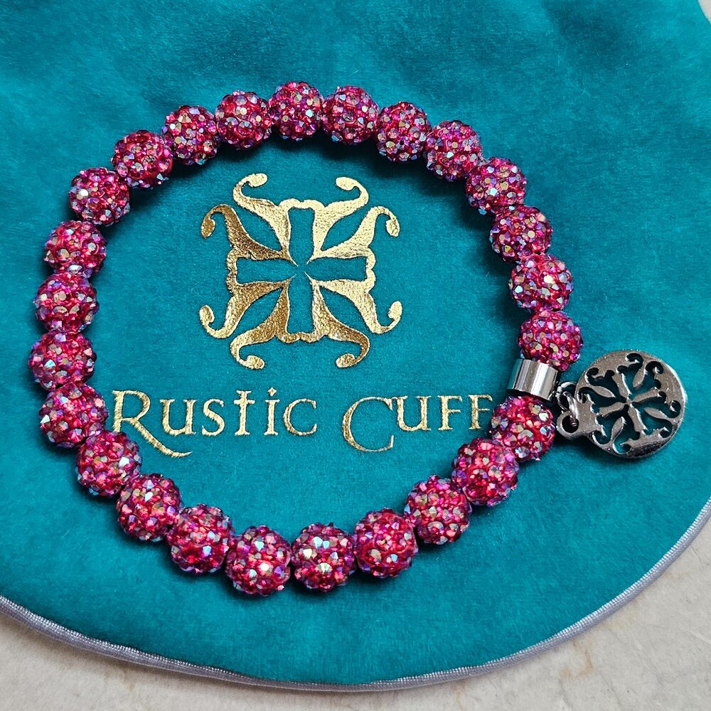 Rustic Cuff pink kaleidoscope bracelet